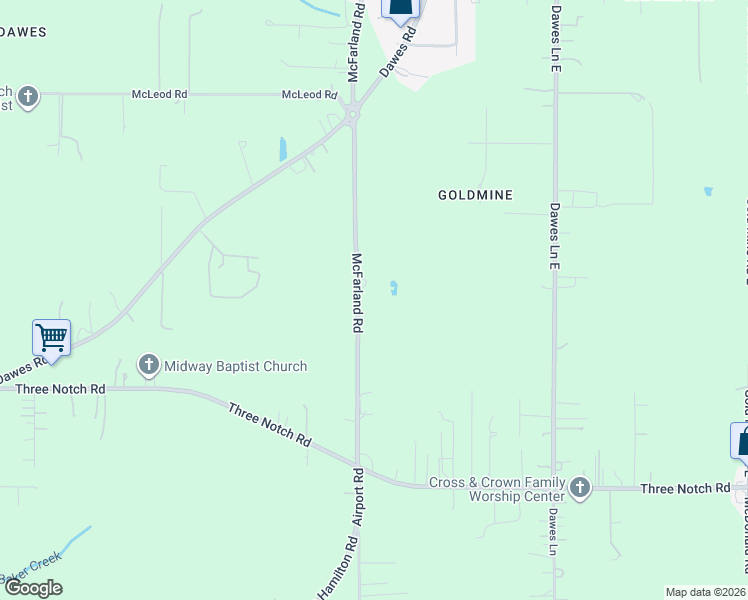 map of restaurants, bars, coffee shops, grocery stores, and more near 4140-4186 McFarland Road in Theodore