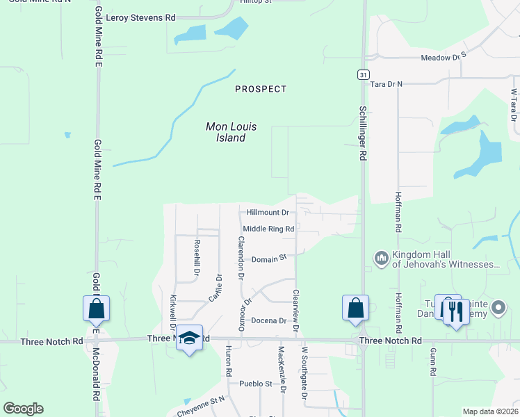 map of restaurants, bars, coffee shops, grocery stores, and more near 8060 Hillmount Drive in Mobile
