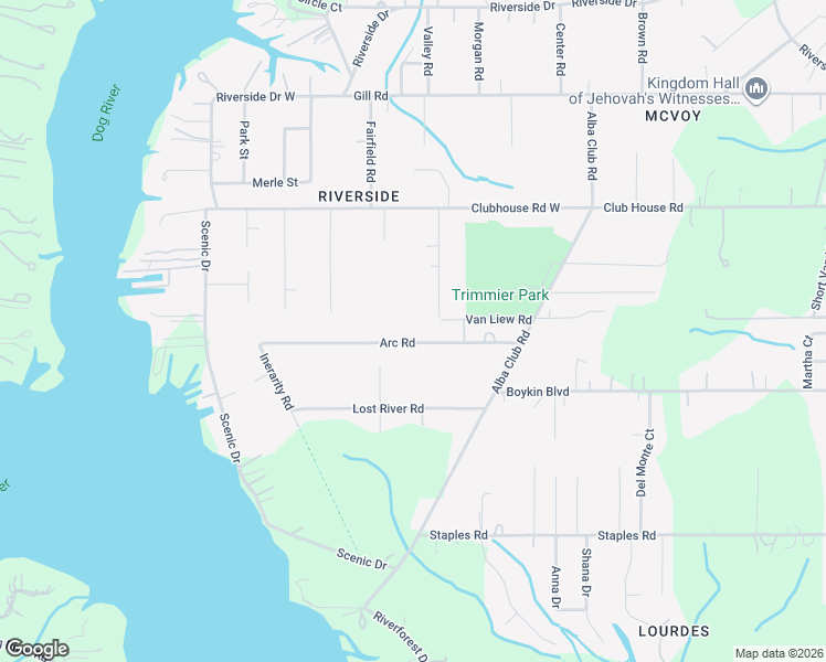 map of restaurants, bars, coffee shops, grocery stores, and more near 2520 Arc Road in Mobile