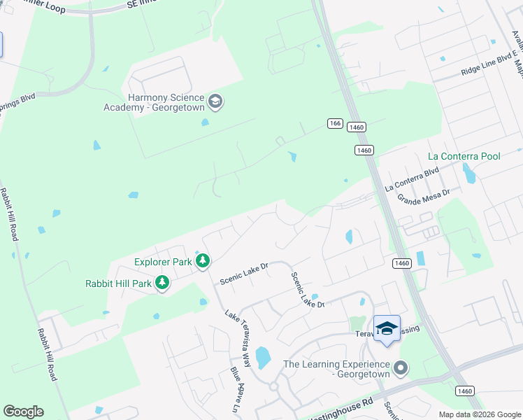 map of restaurants, bars, coffee shops, grocery stores, and more near 2012 Rabbit Creek Drive in Georgetown