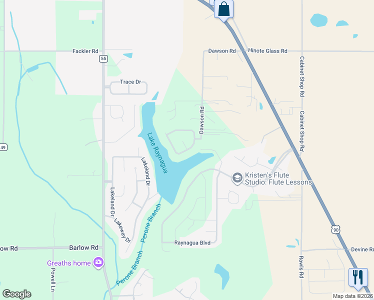 map of restaurants, bars, coffee shops, grocery stores, and more near 25500 Camelot Court in Loxley
