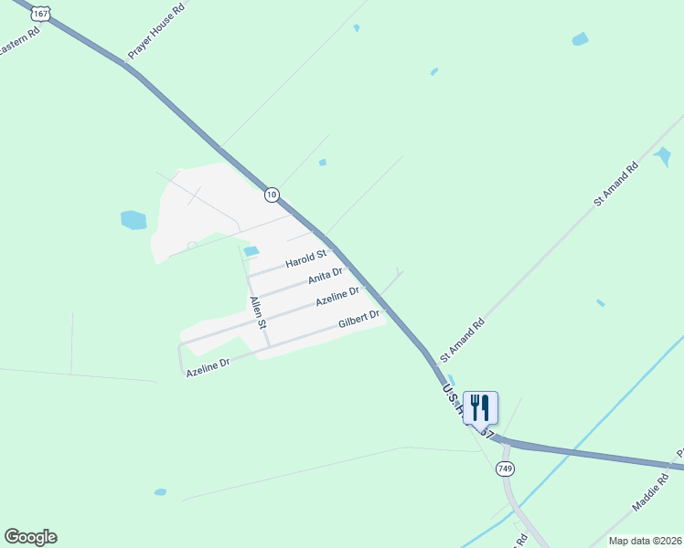 map of restaurants, bars, coffee shops, grocery stores, and more near 100-298 Anita Drive in Opelousas