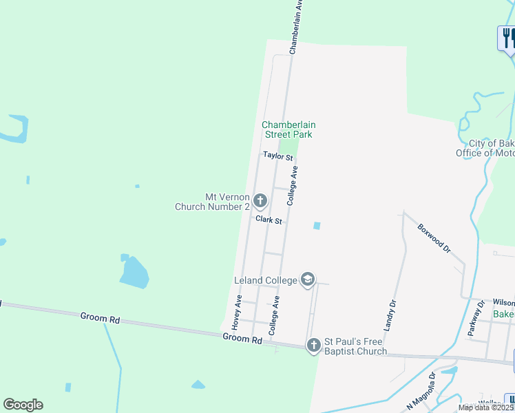 map of restaurants, bars, coffee shops, grocery stores, and more near 2458 Hovey Avenue in Baker