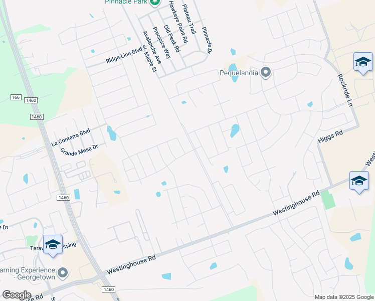 map of restaurants, bars, coffee shops, grocery stores, and more near 133 Ashford Way in Georgetown