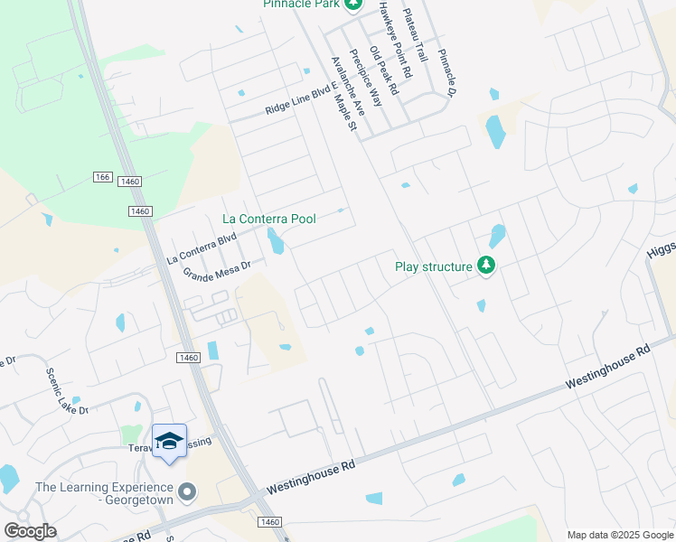 map of restaurants, bars, coffee shops, grocery stores, and more near 609 Naset Drive in Georgetown