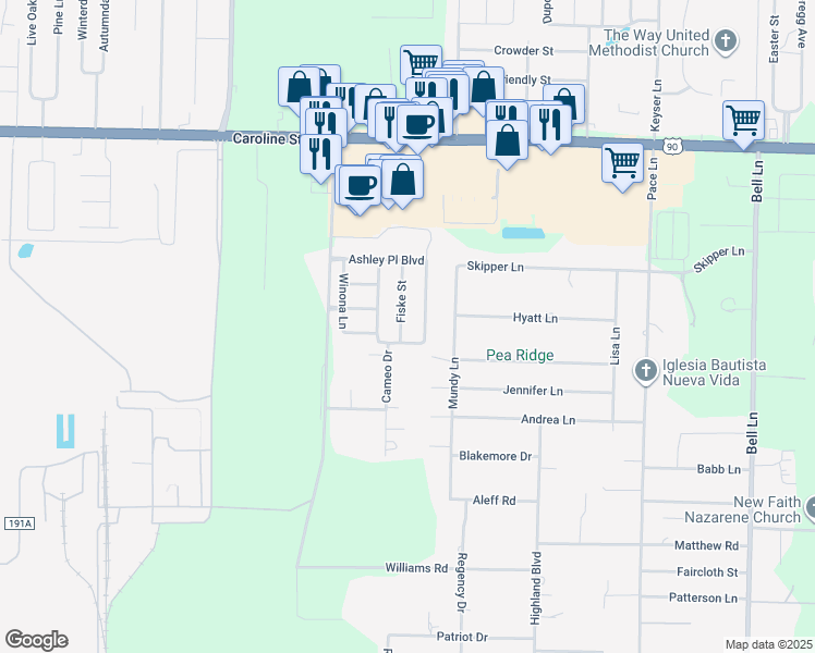 map of restaurants, bars, coffee shops, grocery stores, and more near 4400 Fiske Street in Milton
