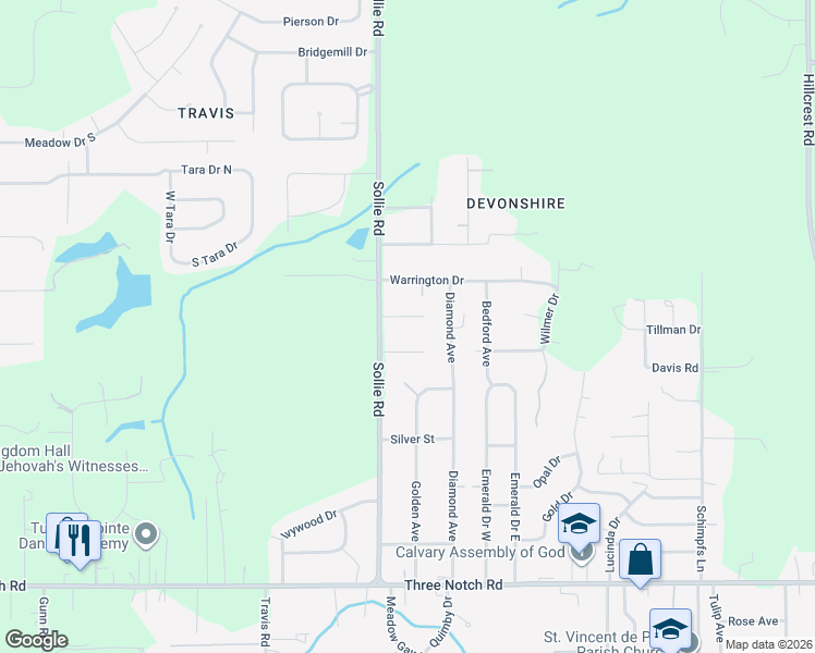 map of restaurants, bars, coffee shops, grocery stores, and more near 7001-7199 Huntington Court South in Mobile