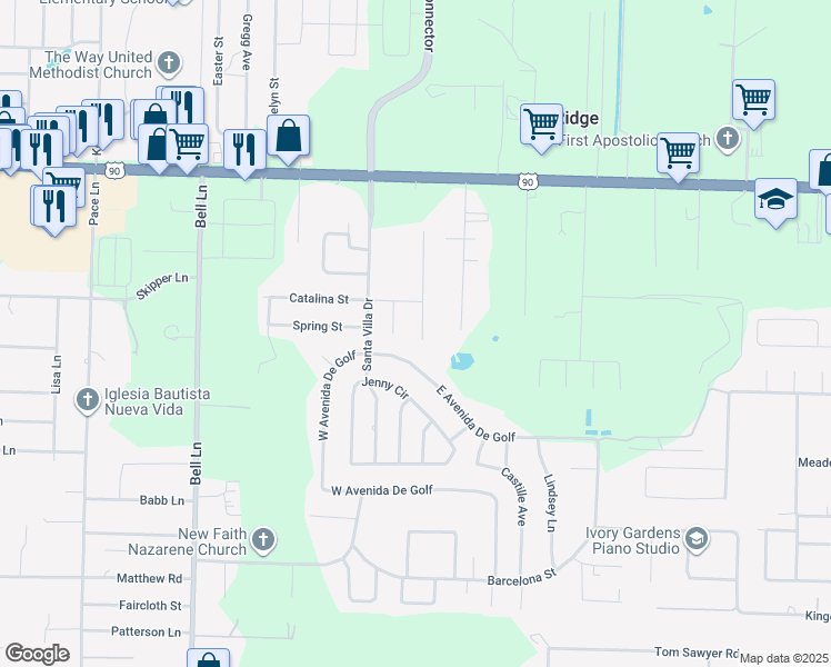 map of restaurants, bars, coffee shops, grocery stores, and more near 4474 Nancy Lane in Pace
