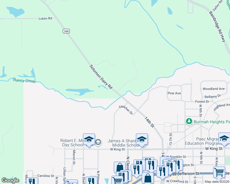 map of restaurants, bars, coffee shops, grocery stores, and more near 84 Solomon Dairy Road in Quincy