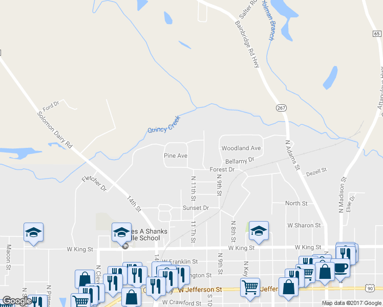 map of restaurants, bars, coffee shops, grocery stores, and more near 923 Dogwood Drive in Quincy