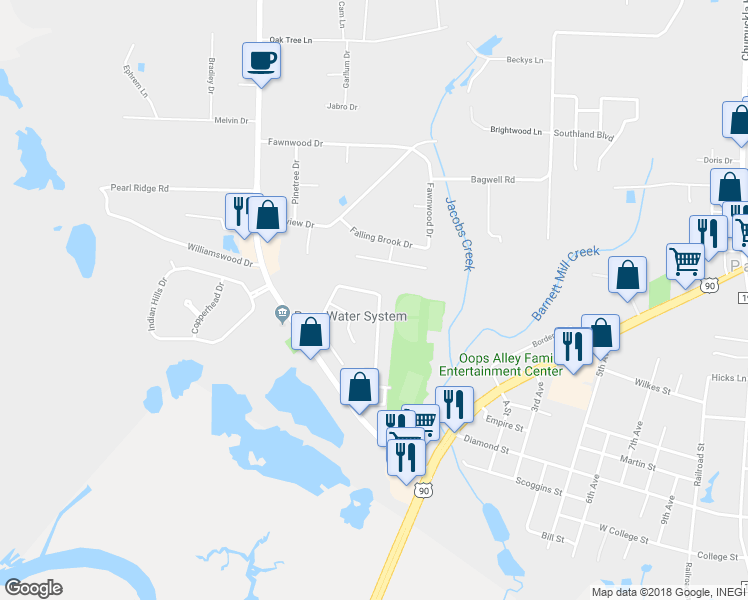 map of restaurants, bars, coffee shops, grocery stores, and more near 4369 Bayou Ridge Drive in Pace