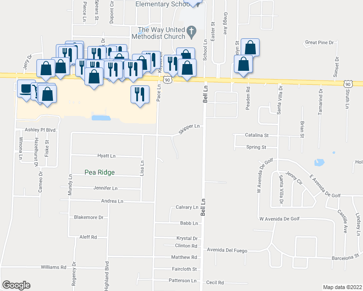 map of restaurants, bars, coffee shops, grocery stores, and more near 4968 Bell Ridge Lane in Pace