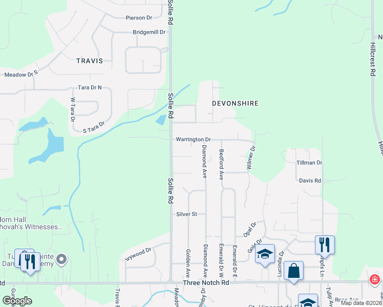 map of restaurants, bars, coffee shops, grocery stores, and more near 7050 Huntington Court North in Mobile