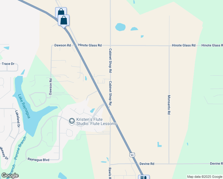 map of restaurants, bars, coffee shops, grocery stores, and more near 25649-25675 Cabinet Shop Road in Loxley