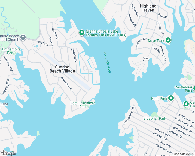 map of restaurants, bars, coffee shops, grocery stores, and more near 611 South Beach in Sunrise Beach Village