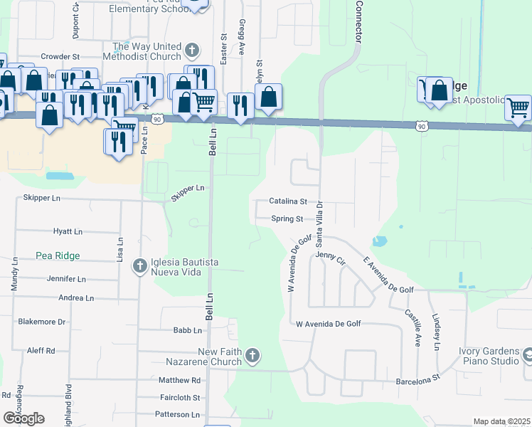 map of restaurants, bars, coffee shops, grocery stores, and more near 5208 Spring St in Pace
