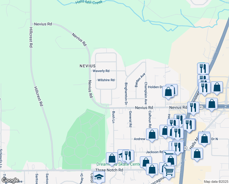 map of restaurants, bars, coffee shops, grocery stores, and more near 4455 Canterbury Road in Mobile