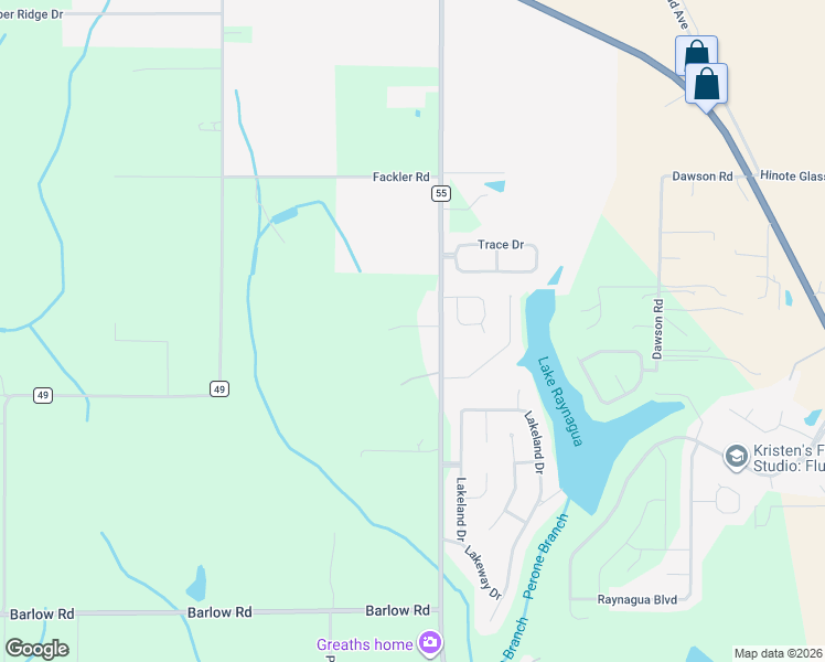 map of restaurants, bars, coffee shops, grocery stores, and more near 25667 County Road 55 in Loxley