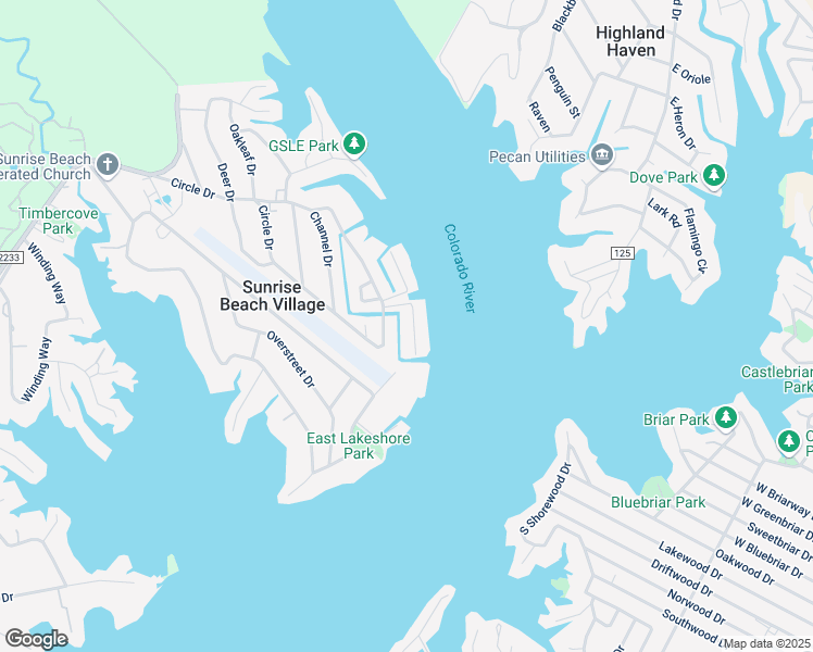 map of restaurants, bars, coffee shops, grocery stores, and more near 611 South Beach in Sunrise Beach Village