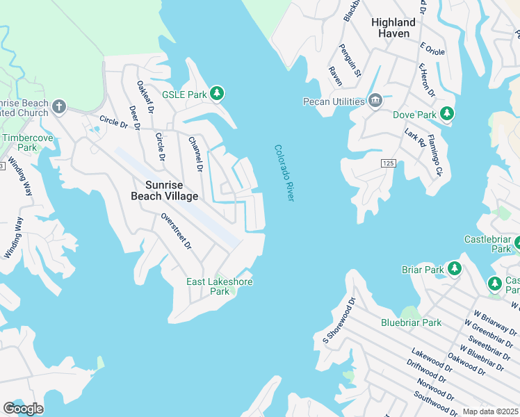 map of restaurants, bars, coffee shops, grocery stores, and more near 611 South Beach in Sunrise Beach Village