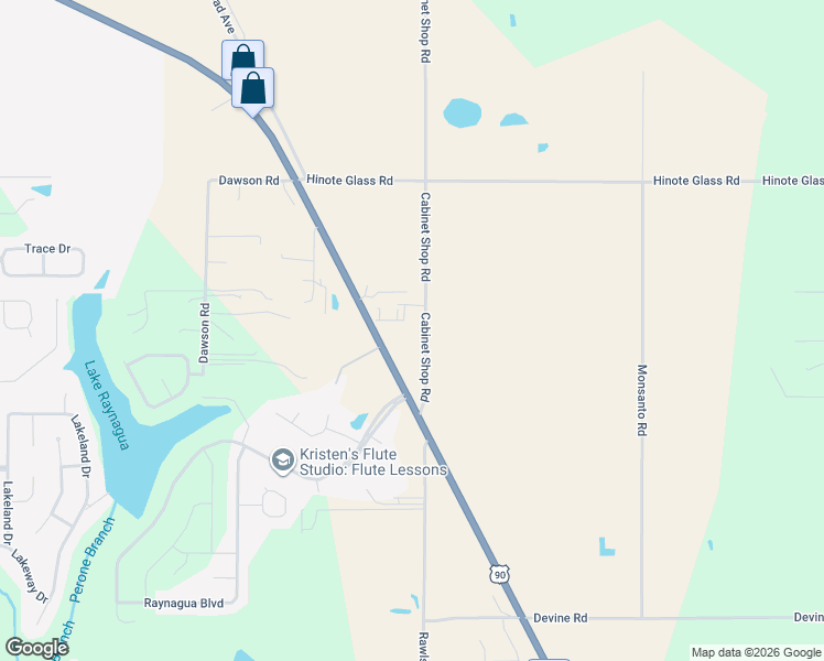 map of restaurants, bars, coffee shops, grocery stores, and more near 25649-25675 Cabinet Shop Road in Loxley
