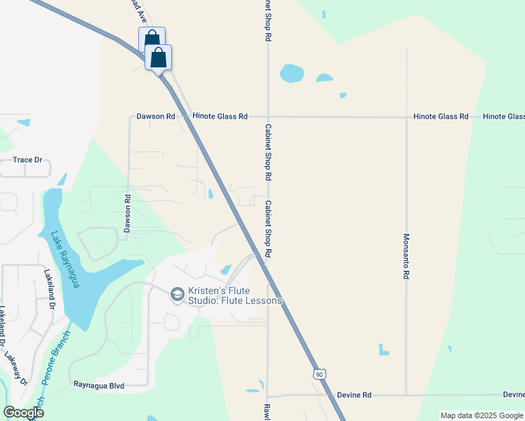map of restaurants, bars, coffee shops, grocery stores, and more near 25649 Cabinet Shop Road in Loxley