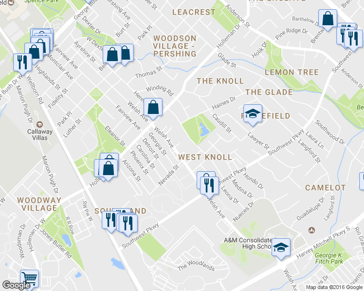 map of restaurants, bars, coffee shops, grocery stores, and more near 706 Swiss Court in College Station