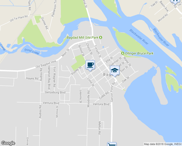 map of restaurants, bars, coffee shops, grocery stores, and more near 6901 Ella Street in Milton