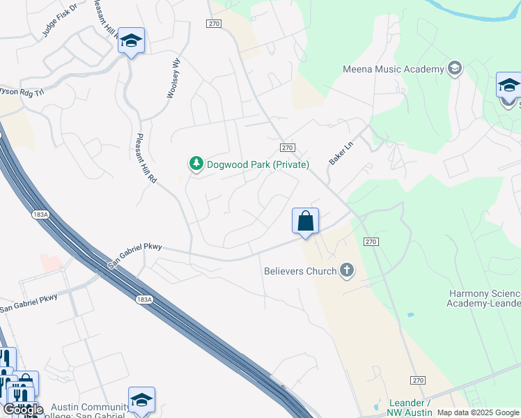 map of restaurants, bars, coffee shops, grocery stores, and more near 941 Wildrye Court in Liberty Hill