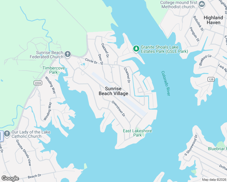 map of restaurants, bars, coffee shops, grocery stores, and more near in Sunrise Beach Village