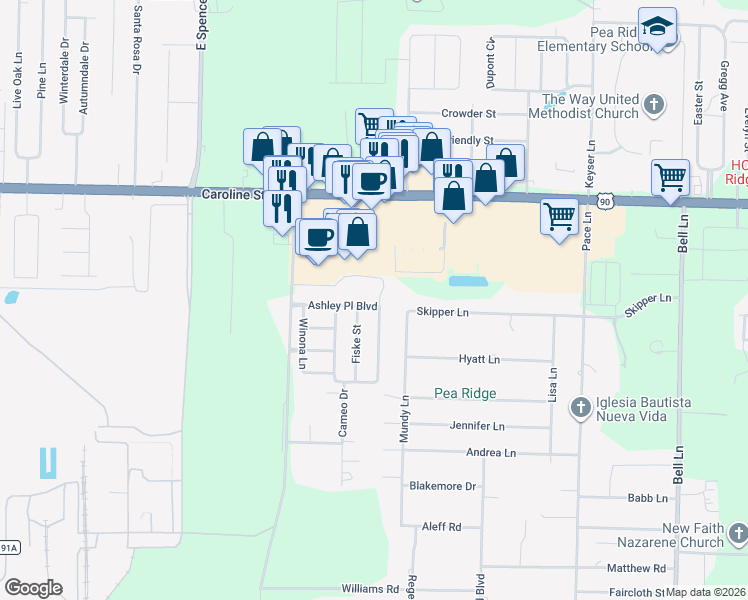 map of restaurants, bars, coffee shops, grocery stores, and more near 4786 Ashley Pl Blvd in Pace