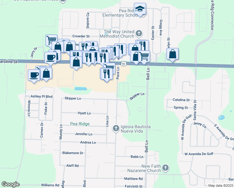 map of restaurants, bars, coffee shops, grocery stores, and more near 4500 Pace Lane in Milton