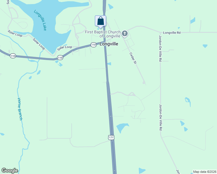 map of restaurants, bars, coffee shops, grocery stores, and more near U.S. 171 in Longville