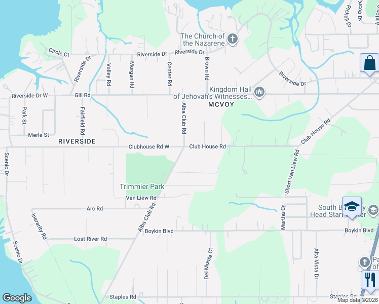 map of restaurants, bars, coffee shops, grocery stores, and more near 2419 Club House Road in Mobile