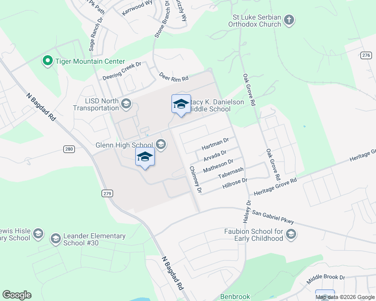 map of restaurants, bars, coffee shops, grocery stores, and more near 1101 Hartman Drive in Leander