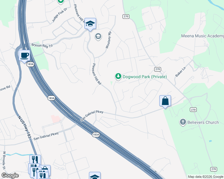 map of restaurants, bars, coffee shops, grocery stores, and more near 700 Mallow Road in Liberty Hill