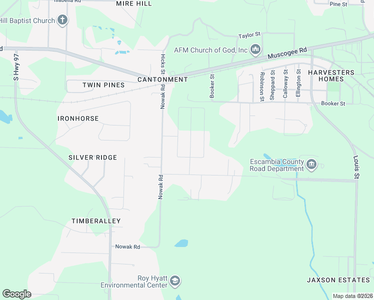 map of restaurants, bars, coffee shops, grocery stores, and more near 370 Nowak Road in Escambia County