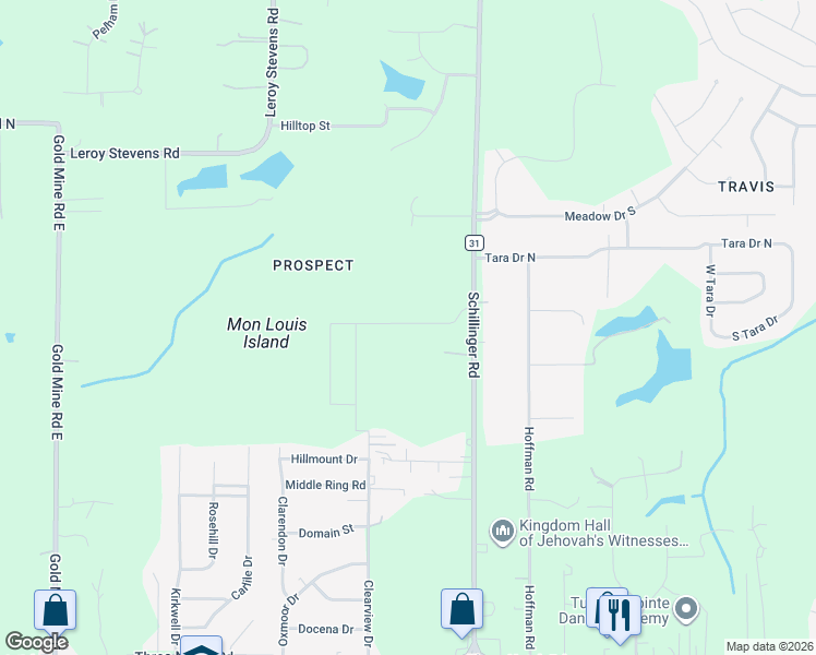 map of restaurants, bars, coffee shops, grocery stores, and more near 4414 Schillinger Road South in Mobile