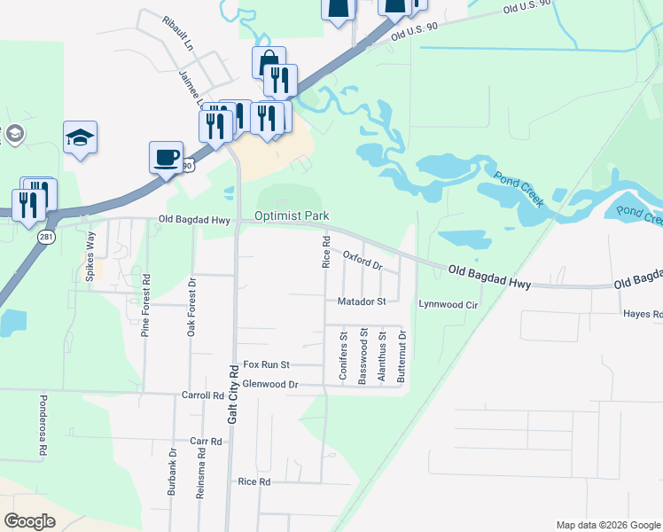map of restaurants, bars, coffee shops, grocery stores, and more near 4556 Rice Road in Milton