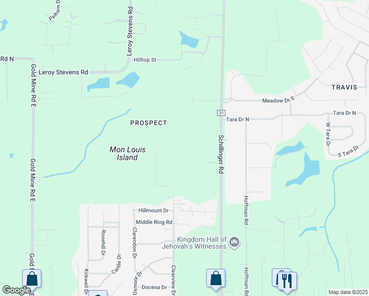 map of restaurants, bars, coffee shops, grocery stores, and more near 4414 Schillinger Road South in Mobile