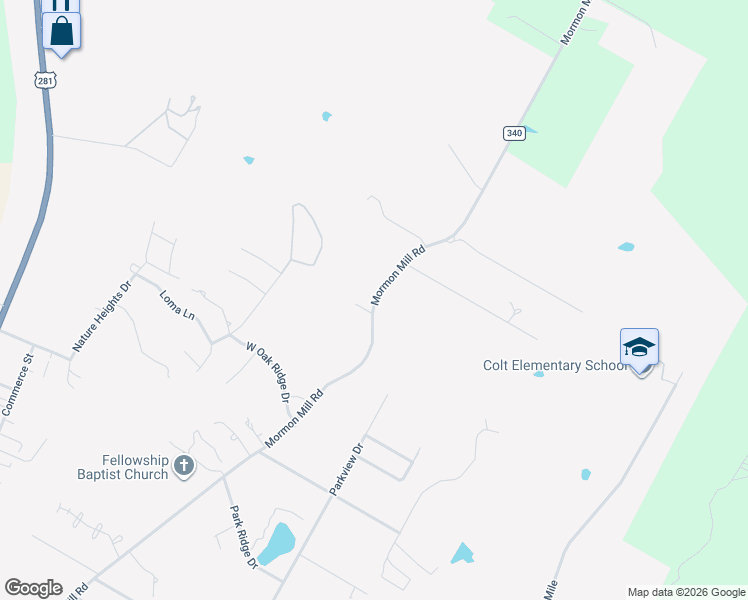 map of restaurants, bars, coffee shops, grocery stores, and more near 3401 Mormon Mill Road in Marble Falls