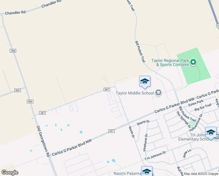 map of restaurants, bars, coffee shops, grocery stores, and more near 674 County Road 367 in Taylor