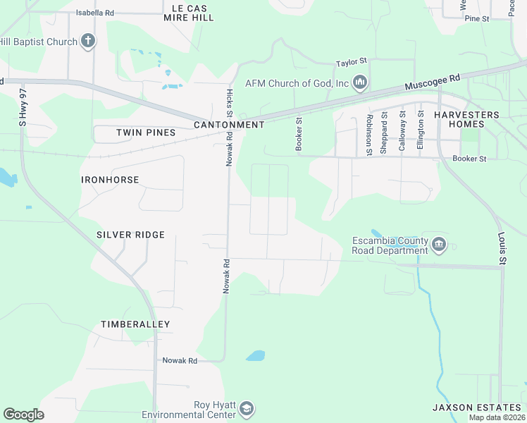 map of restaurants, bars, coffee shops, grocery stores, and more near 418 Connie Way in Cantonment