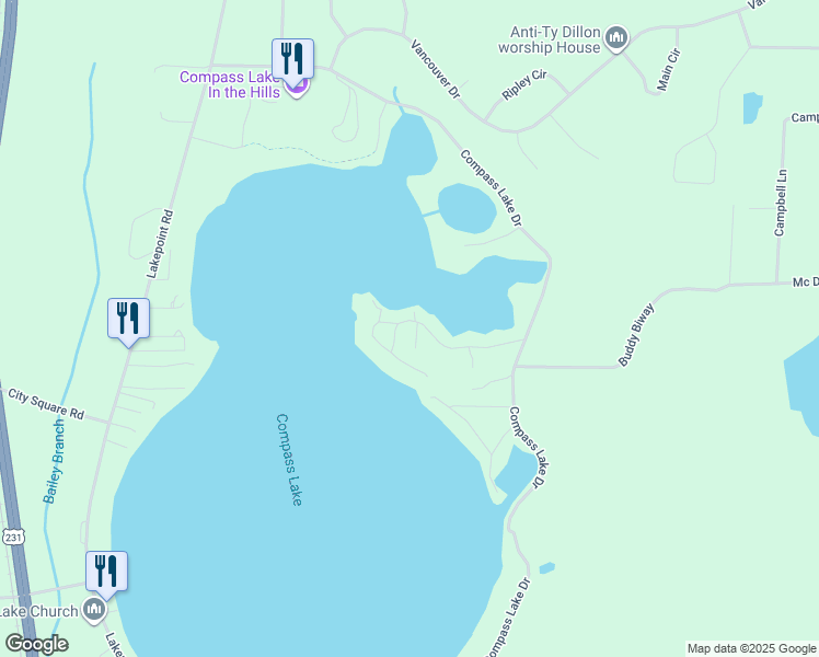 map of restaurants, bars, coffee shops, grocery stores, and more near 2648 Lakeview Circle in Alford