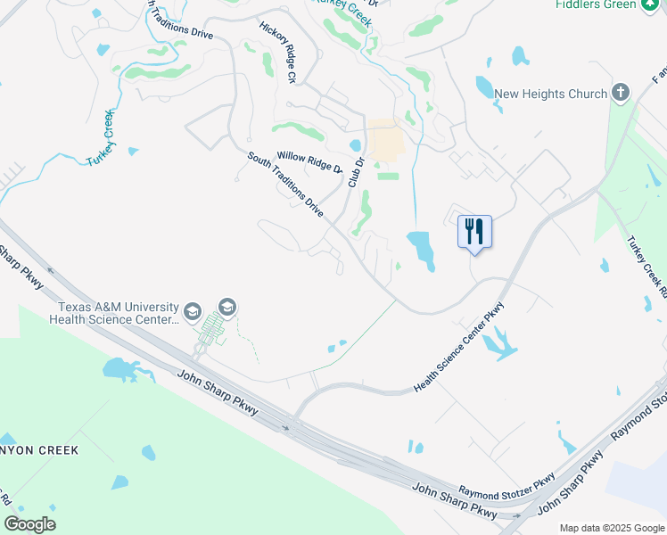 map of restaurants, bars, coffee shops, grocery stores, and more near 3095 Club Drive in Bryan