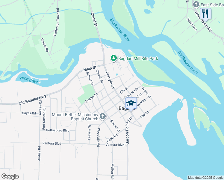 map of restaurants, bars, coffee shops, grocery stores, and more near 4565 Forsyth Street in Milton