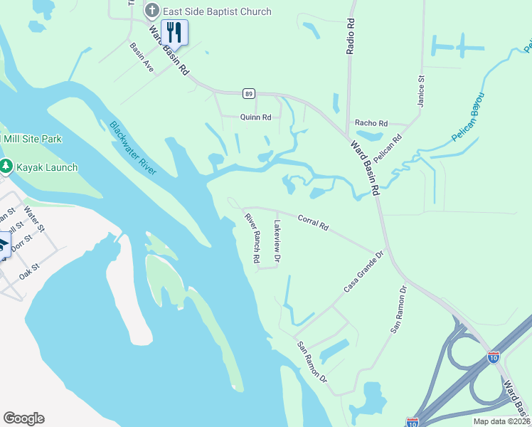 map of restaurants, bars, coffee shops, grocery stores, and more near 7379 Corral Road in Milton