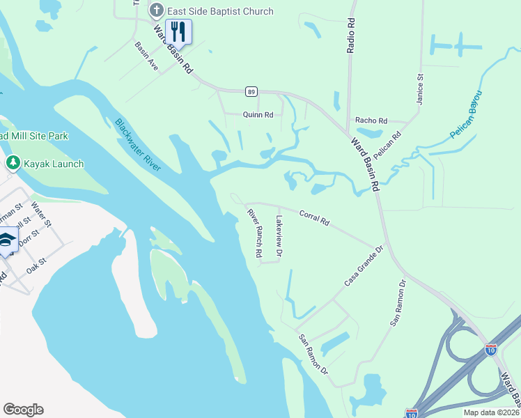 map of restaurants, bars, coffee shops, grocery stores, and more near 7379 Corral Road in Milton