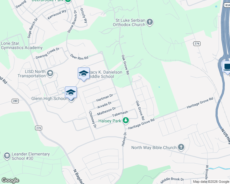 map of restaurants, bars, coffee shops, grocery stores, and more near 904 Wolcott Drive in Leander