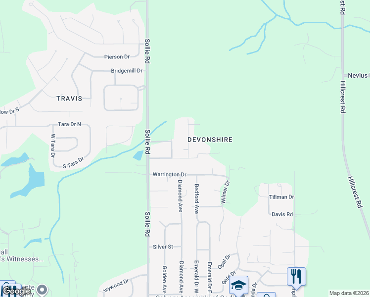 map of restaurants, bars, coffee shops, grocery stores, and more near 4312 Huntingdon Drive in Mobile